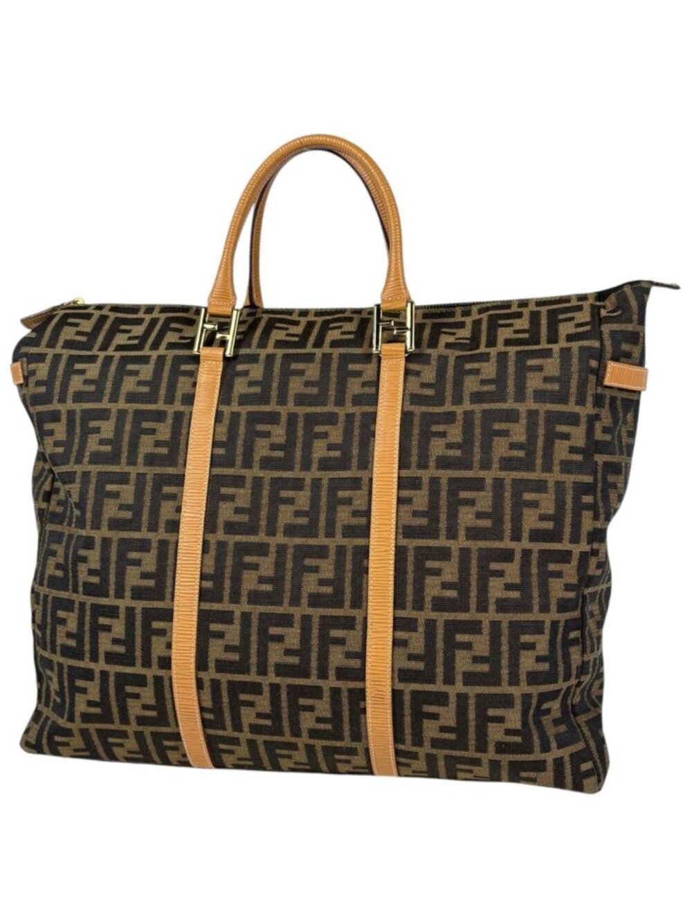 Fendi Handbag Zucca Pattern Tote Canvas Brown